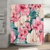 Luxury Bathroom Decor Shower Curtain Floral Print Home Decoration Waterproof Bath Rug Set for Kids and Adults Pink White Green 6