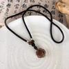 Chain Flower Beads Necklace Ethnic Round Pendant Necklace Trendy Camellia Stacking Necklace  Couple