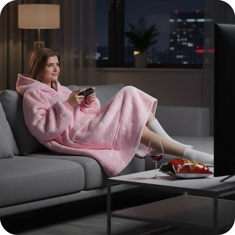Shiny Blanket Sweatshirt - Stars (pink)