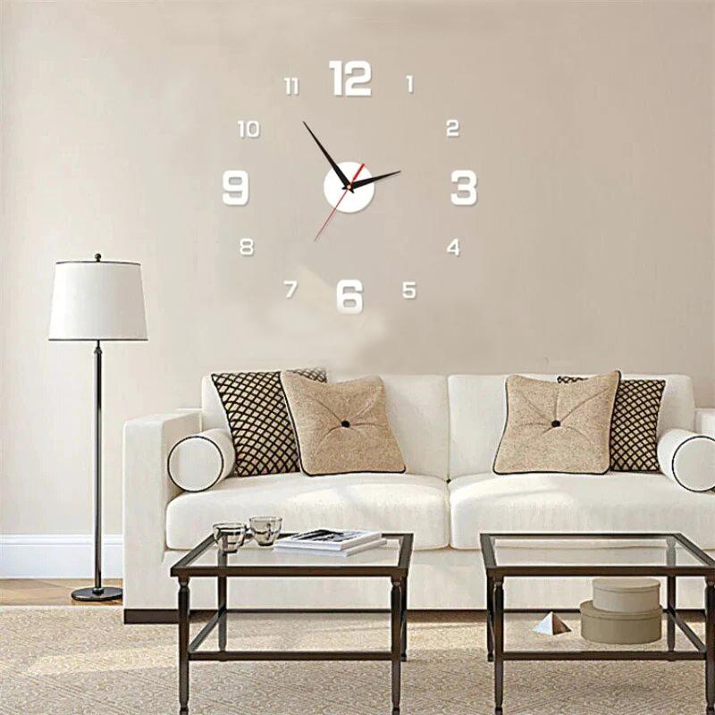 Modern Design Wall Clock 2D Diy Quartz Clock Fashion Watch Acrylic Mirror Stickers Living Room Home Decoration Wall Decor