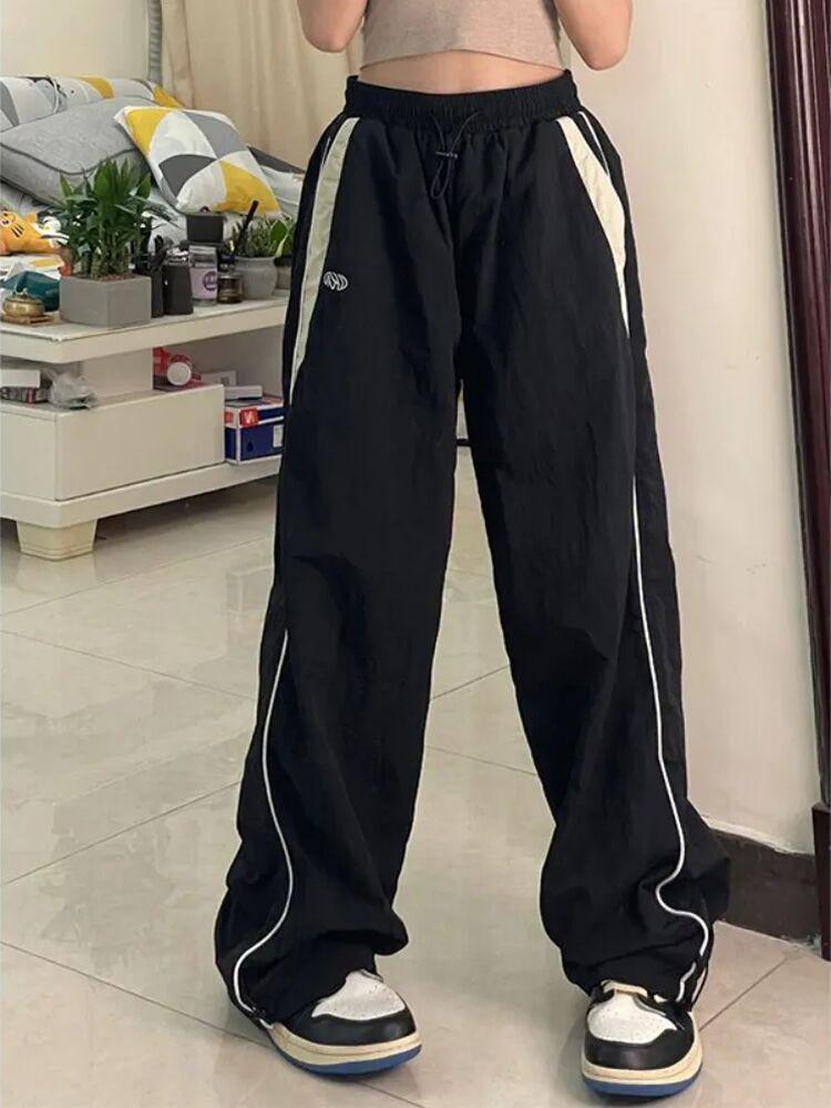 Harajuku Retro Elastic Waist High-Waist Wide-Leg Hip Hop Joggers