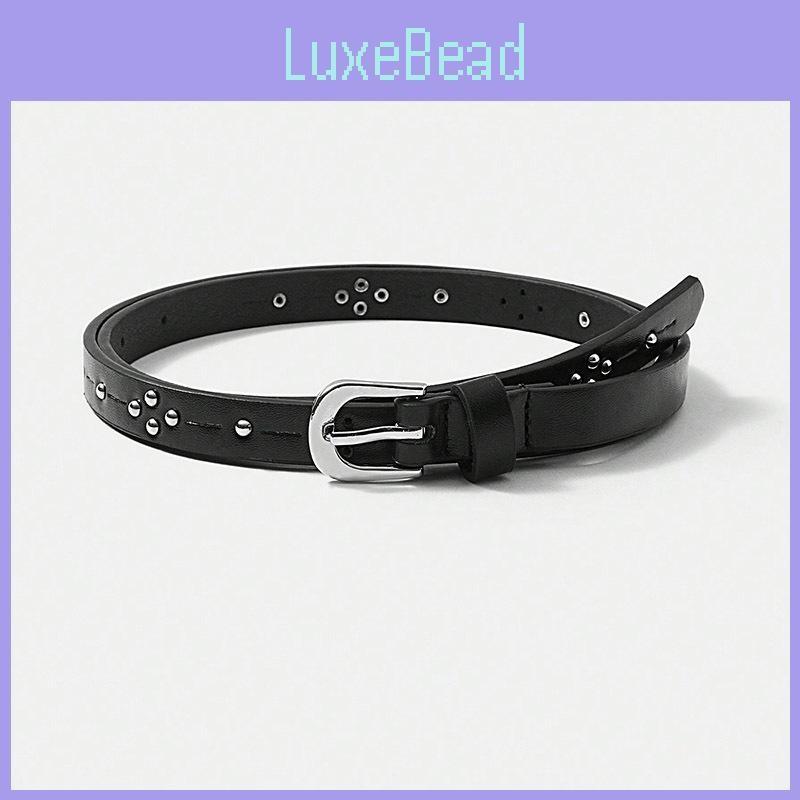 Solid Color Simple Rivet Decoration Women Casual Slim Waist Belt For Daily Use