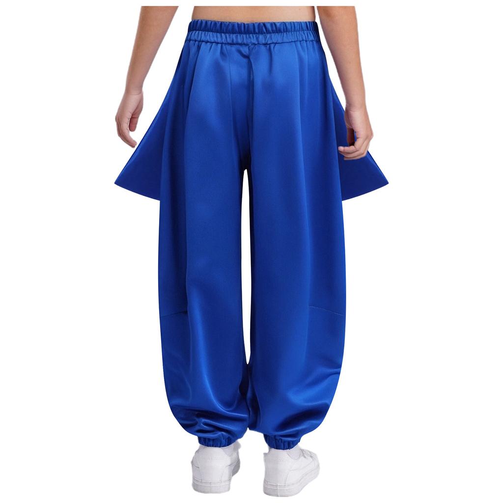 Mädchen Bauchtanzhose Einfarbiges Design mit gerüschtem halb-elastischem Bund Haremstil für Auftritte