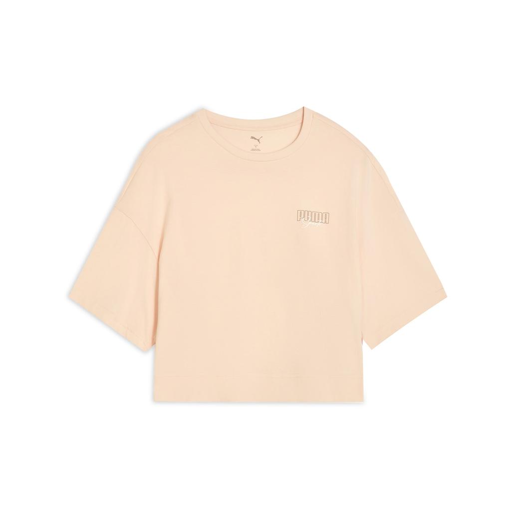 New PUMA Elevatedgraphic T Shirt Women's Peach Bamboo 633789-23