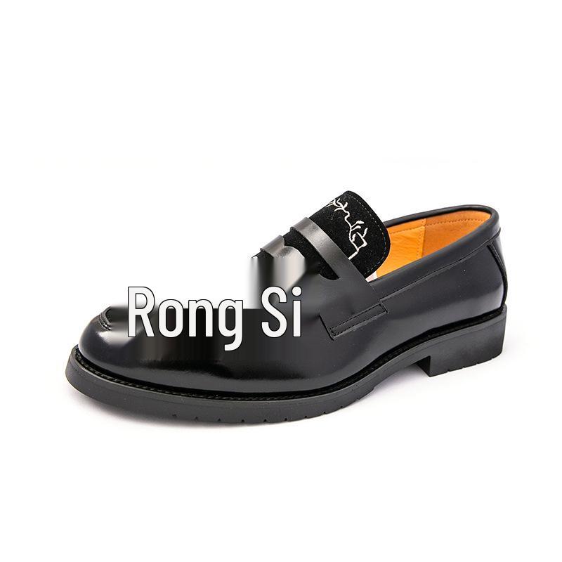 Slip-on High-End Business Casual Loafers: Men's British Style Leather Shoes for Weddings and Suits