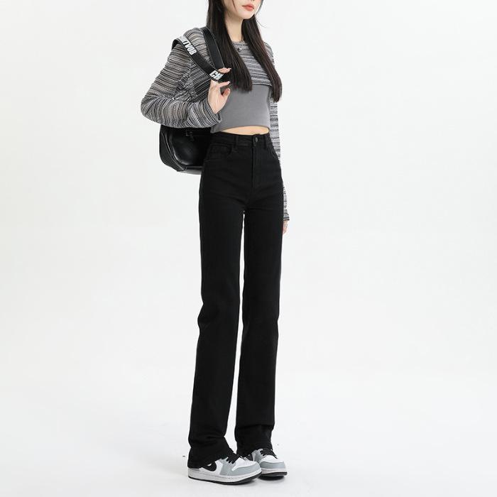 

Осенний стиль Высокая эластичность и облегание, свисающие, с высокой талией, прямые брюки для женщин, осень и зима Брюки для женщин, осень и зима XXL