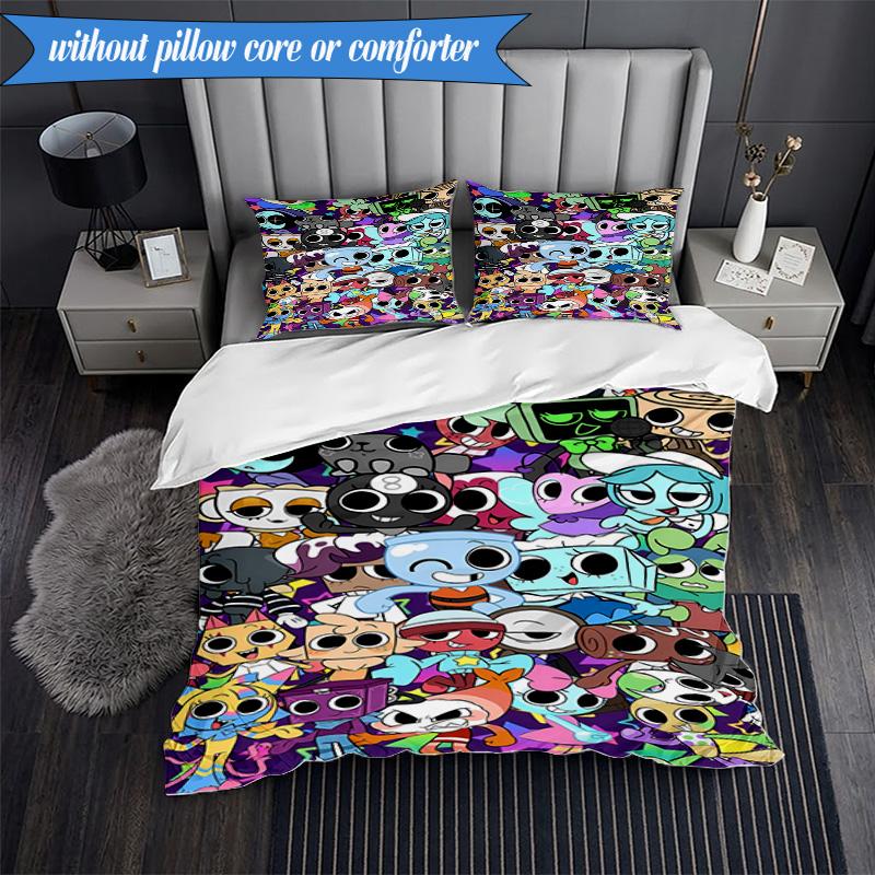 3PCS Cartoon Characters Dandy Collage Bedding Set,Including 1pc Duvet Cover And 2pcs Pillowcases Perfect for Bedroom, Dormitory, Fan Christmas gift