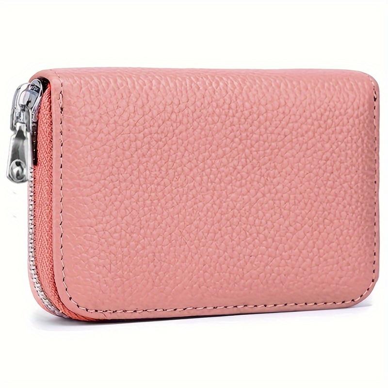 2024 Ny Stöldskyddad Borstad Korthållare Tvålagers Äkta Läder Kreditkortsplånbok med Dragkedja 14 kort Kortfack