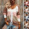Women's Fashion Autumn Stitching V Neck Hooded Sweater Hollow Knit Sweater Pullover Hoodie Coat