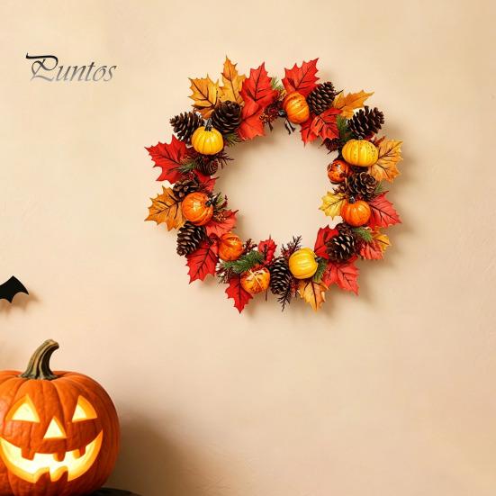 Autumn Theme Party Supplies Thanksgiving Day Wall Sticker, Pumpkin/Pinecone/Leaf Print Garland Shape Waterproof PVC Fall Window Clings Decal,