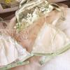 Frauen Sexy Dreieck Tasse Dessous Französisch Ultra Dünne Spitze Blumen Stickerei BH Set Junges Mädchen Gepolsterte Büstenhalter und Höschen Sets