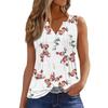 Women's Flowers And Plants Casual Loose Pleated Shirt V Collar Button-down T-shirt Shirt Sleeveless Vest Top