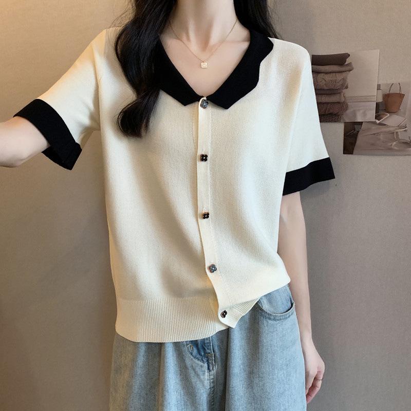 

Plus Size Korean Style Short Sleeve T-Shirt - Loose, Slimming Fit, Trendy Temperament Cardigan 4XL абрикосовый