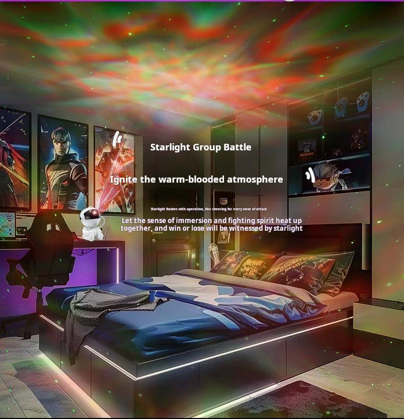 Starlit Sky Projector Night Light: Bedroom Ornament with Hug Star Style & Laser Fantasy Nebula Effect.