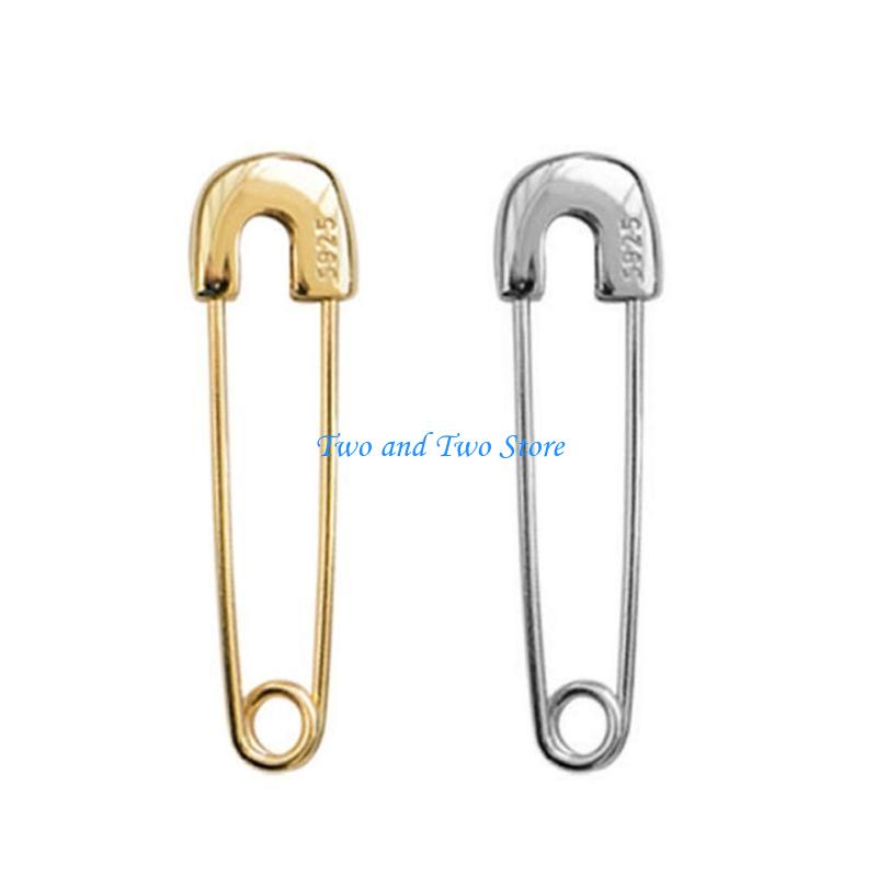 HX6F Fashion Silver Safety Pin Ear Studs All-match Pin Studs Earrings Jewelry Gifts for Men Women Family Friend