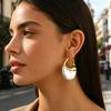 1 Pair Women Earrings Imitation Pearls Inlaid Drop Earrings with Ear Loop Daily Wear Party Dance Jewelry Gift