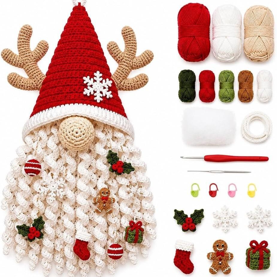 Collezione Kit Fai da Te Stagionale per Appendiporta all'Uncinetto 3D, Appeso a Parete Fatto a Mano Decorazione Rustica per Portico di Fattoria, Set di Artigianato per Principianti, Crea Pupazzo di Neve