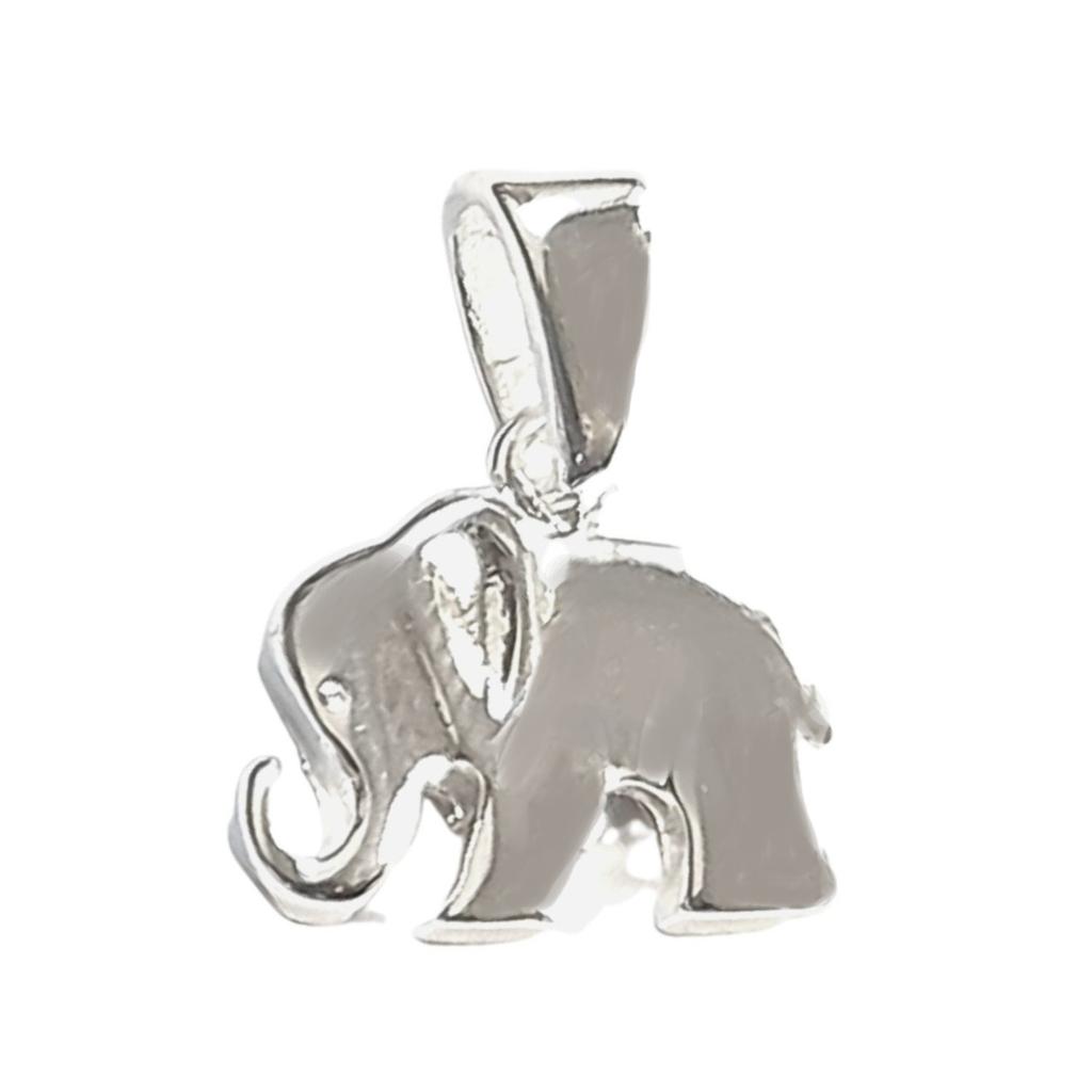 Pendentif éléphant trompe en l'air en argent 925°/00 + chaîne
