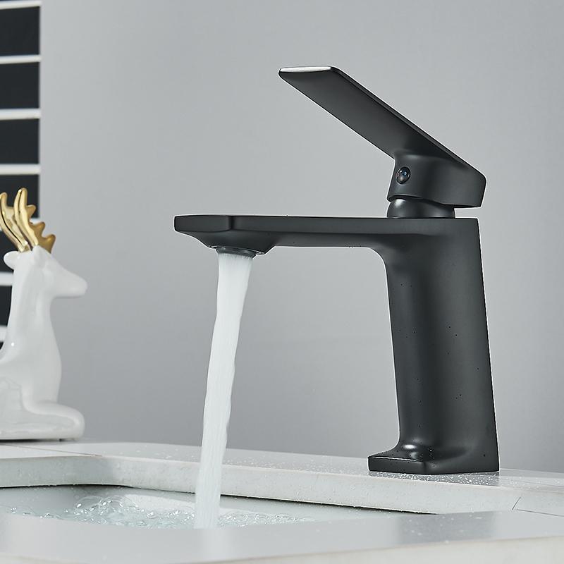 Basin Faucets Hot and Cold Bathroom Hot Cold Water Mixer Tap Chrome/Black Single Handle Basin Water Sink Deck Mounted
