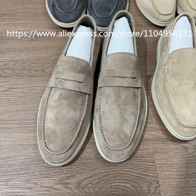 Colorful Loafers Casual All Real Leather Walking man's Shoes Sheepskin Suede