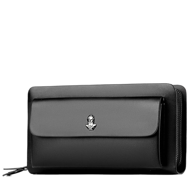 Herren Doppelreißverschluss Business Clutch: Handtasche mit großer Kapazität für Handy und mehreren Kartenfächern