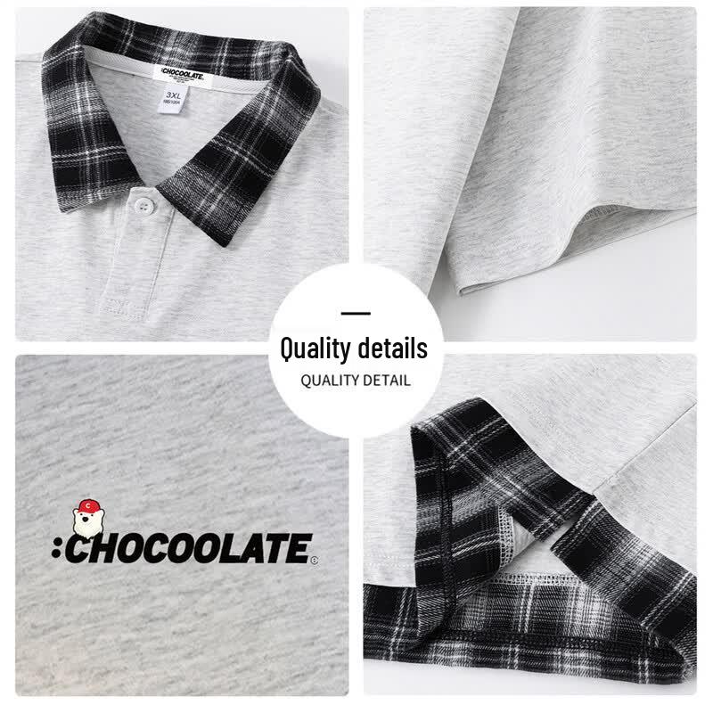:CHOCOOLATEit Men's Faux Two-Piece Short-Sleeve Polo Shirt