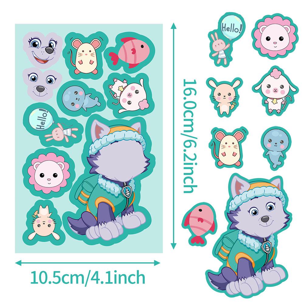 8 Face-changing Stickers of The PAW Patrol, Featuring Puppy-themed DIY Puzzles for Children, Combining Educational Doodling and Cartoon Elements