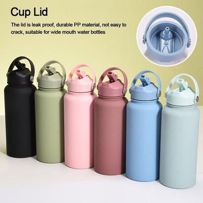 PP Plastic Cup Lid Wide Mouth With Big Handle Vacuum Bottle Replacement Lid Splash Spill Proof Bottle Cover