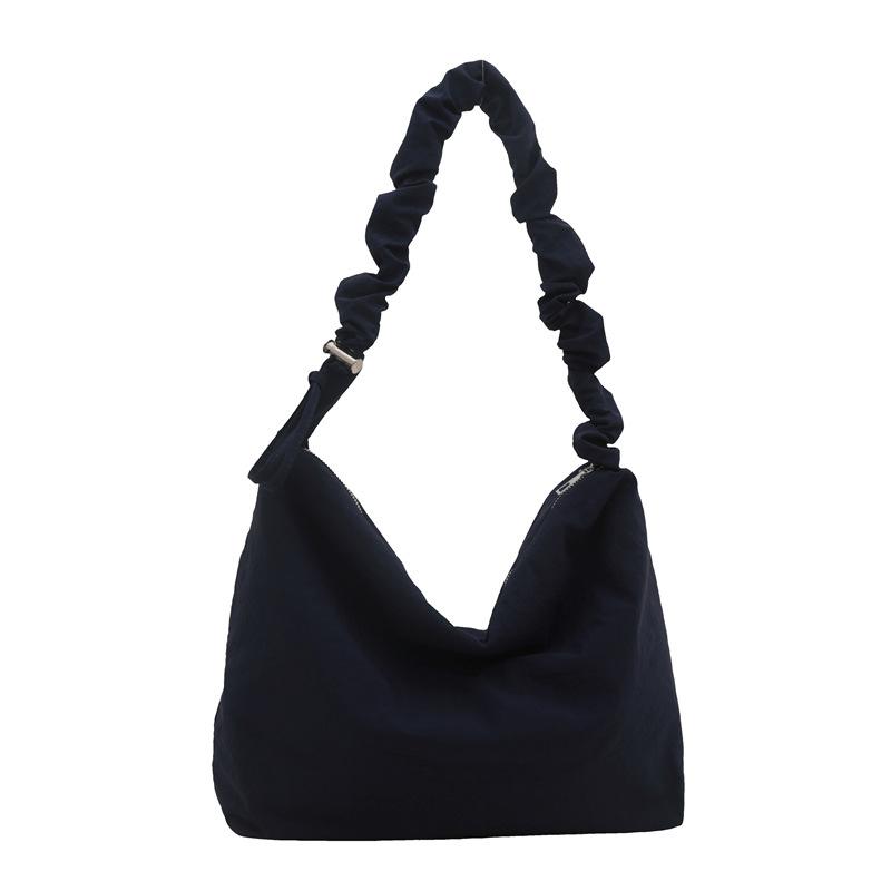 Large capacity cloud pleated drawstring shoulder strap shoulder bag solid color simple lazy style versatile messenger tote bag