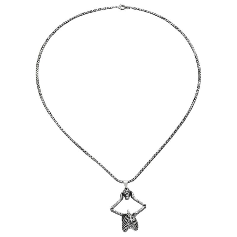 

Halloween Skull Necklace Gothic Dark Skeleton Pendant Collarbone Chain Men Women Necklaces Jewelry Accessory Gifts as the picture
