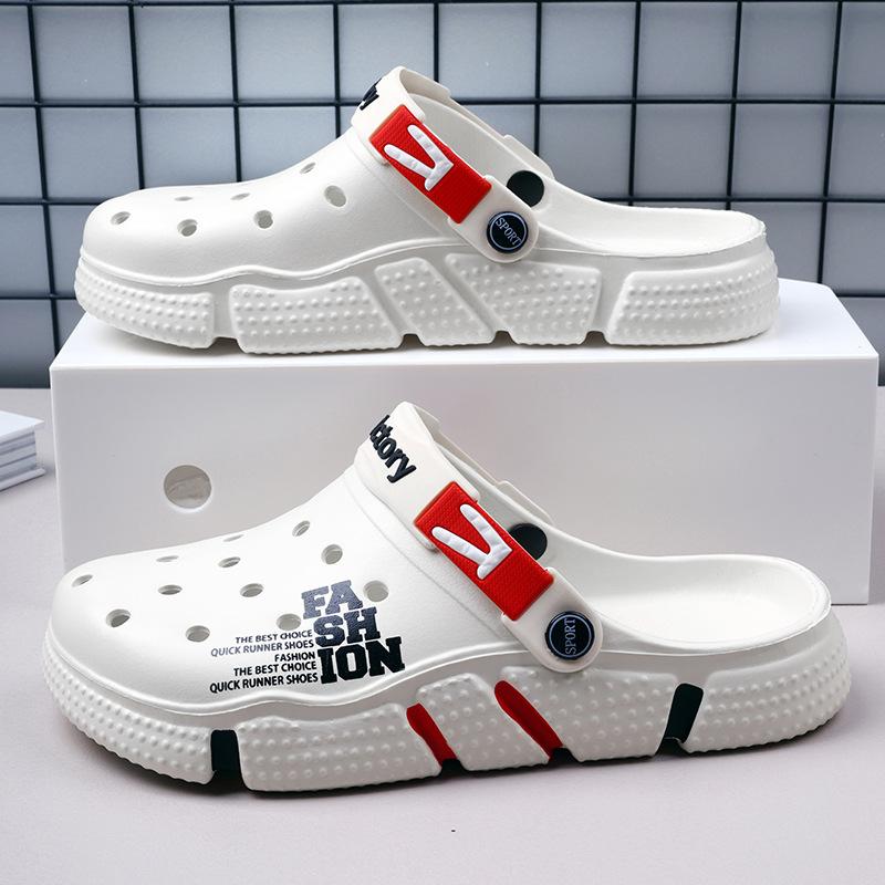 Hole shoes men's summer wear breathable sandals men's casual beach shoes light soft-soled slippers men