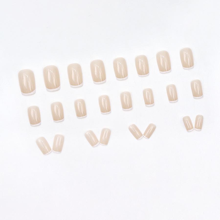Elegant French Square Long-Lasting Wearable Nail Art Tips, 24 Pieces