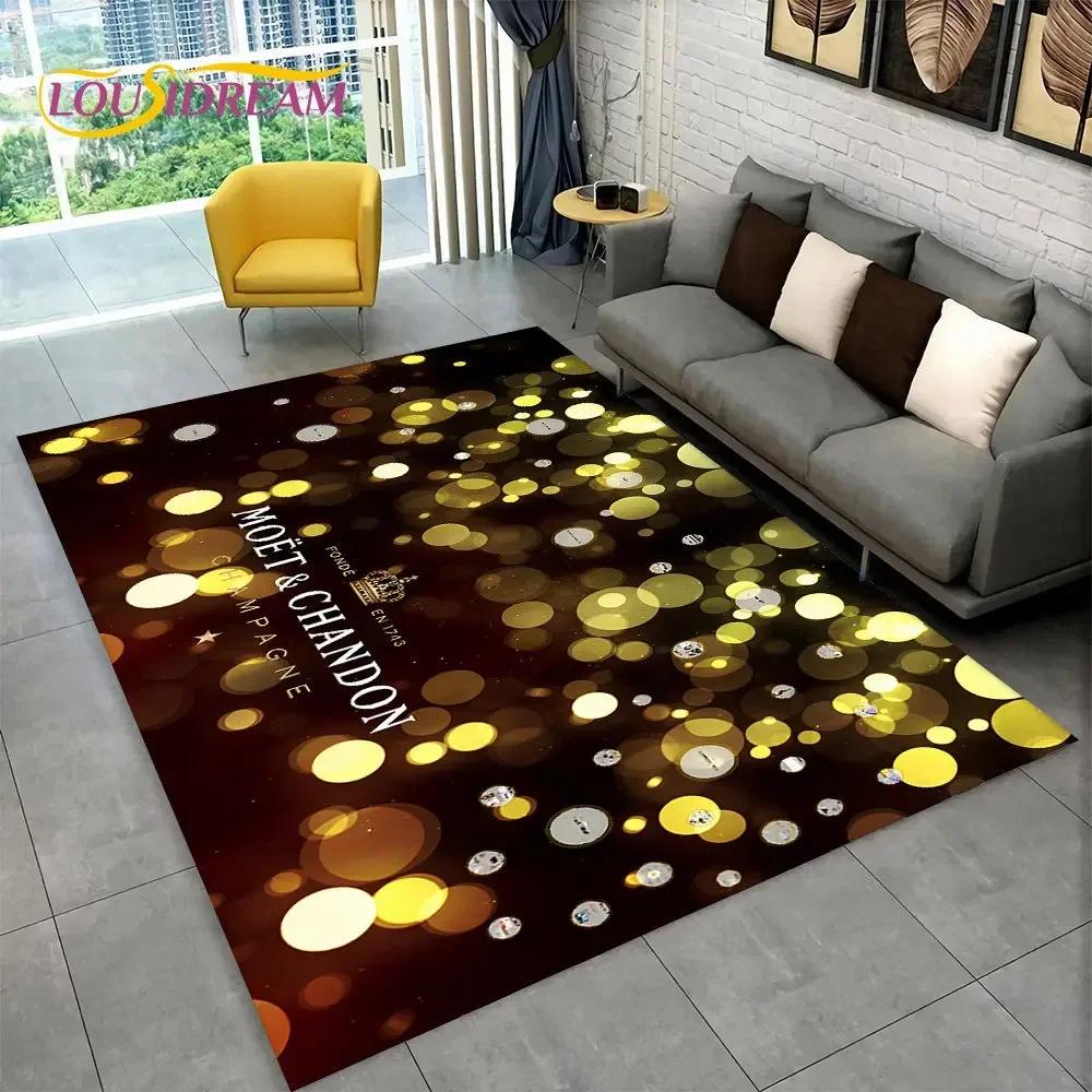 C-Champagne M-Moet & C-Chandon Teppich für Schlafzimmer Wohnzimmer Zuhause Sofa Dekoration, Kinderspiel Große Dekoration Bodenmatte Geschenk