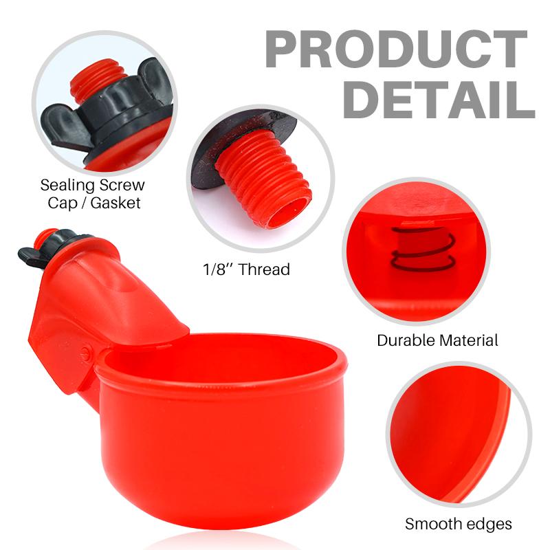 2/5/10Pcs Automatic Water Dispensing Chicken Drinking bowl Poultry Water Cups Universal Rounded Edge Chicken Waterer Dispensing