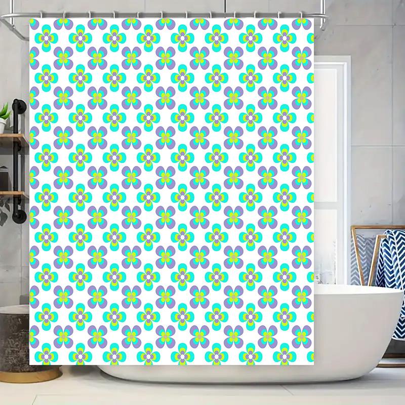 

Purple yellow flower pattern shower curtain waterproof bathroom decor accessory for home improvement 90x180cm