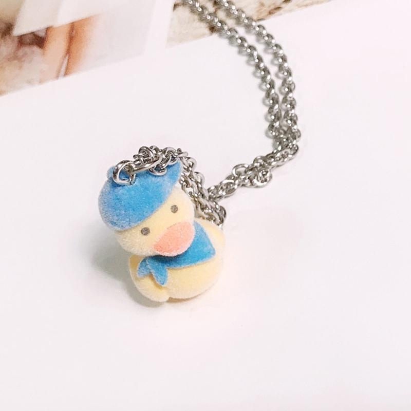 Adorable Cartoon Duck Necklace/Earrings/Keychains Adornment Handcrafted Choker Chain/Ear Hooks/Keyrings for Women Girls