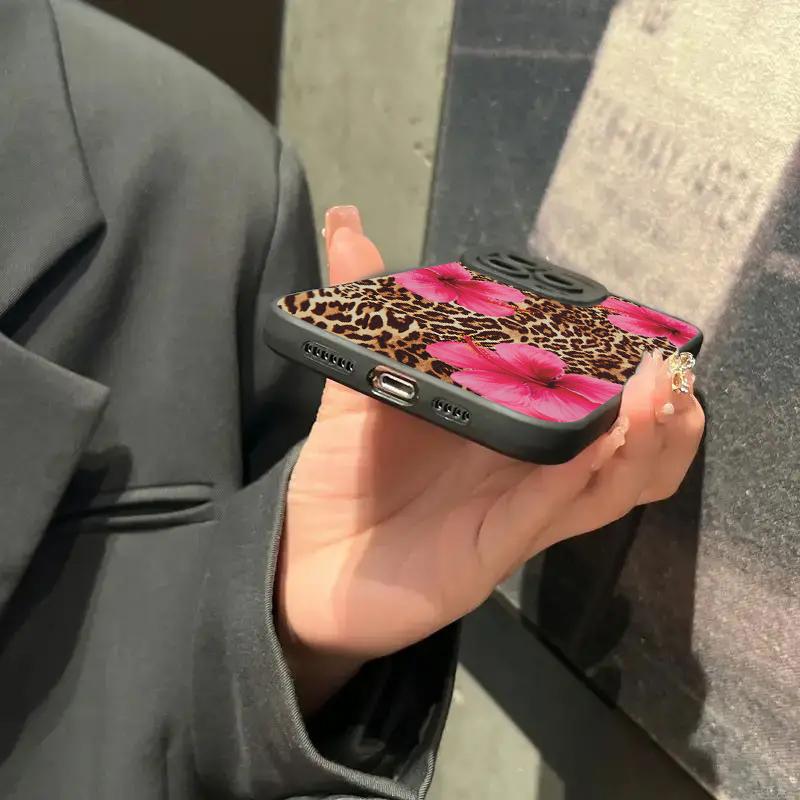 Leopard Print Flowers Phone Case For iPhone 16 15 Pro Max 14 Pro 13 12 11 16E 7 8 Pus XR XS X SE2 Shockproof Silicone Soft Cover