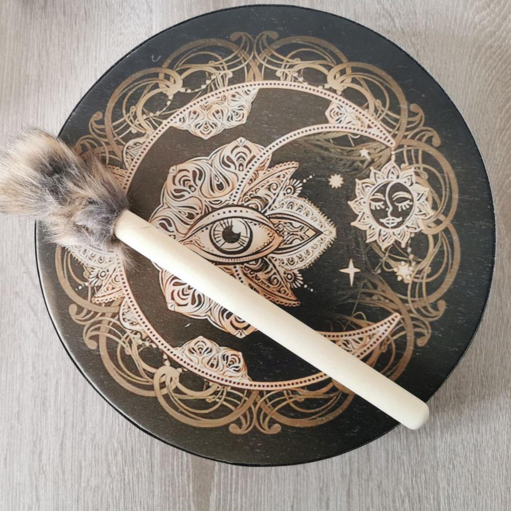 25CM Shaman Drum with Beater Sound Healing Tool Meditation Music Percussion Instrument For Spiritual Music,Reflection Meditation
