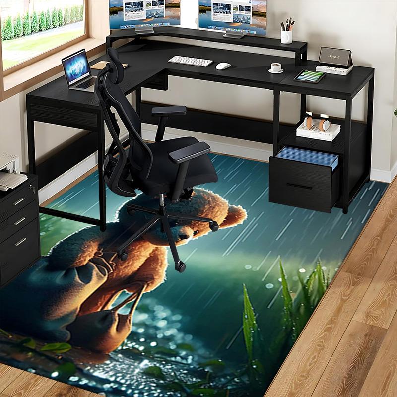 1pc Anime Teddy Bear Chair Mat - Office Desk Pad with Cute Teddy Design, Non-Slip Carpet for Home Decor, Suitable for All Seasons and Perfect as a Gif