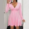Süßes und scharfes rosa Kleid für Damen, Frühling und Sommer, sexy, einfarbig, A-Linie, schmaler Rock für heiße Girls