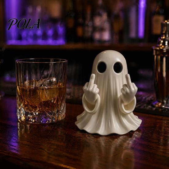 Spooky Cute Home Decor Halloween Ghost Figurine, Funny Middle Finger Statue, Table Decorations, Cartoon Modern Resin Holiday Desktop Ornament