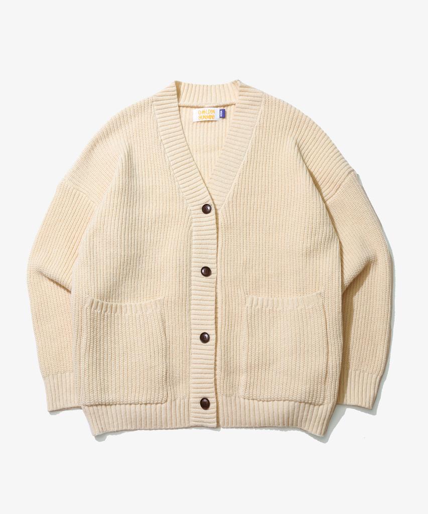 GOLDEN SUNSHINE Wool Over Bulky Knit Cardigan_Ivory