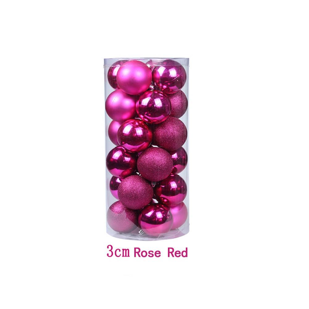 Elegant Pack of 24 Plastic Christmas Ornament Balls Shiny Matte Glitter