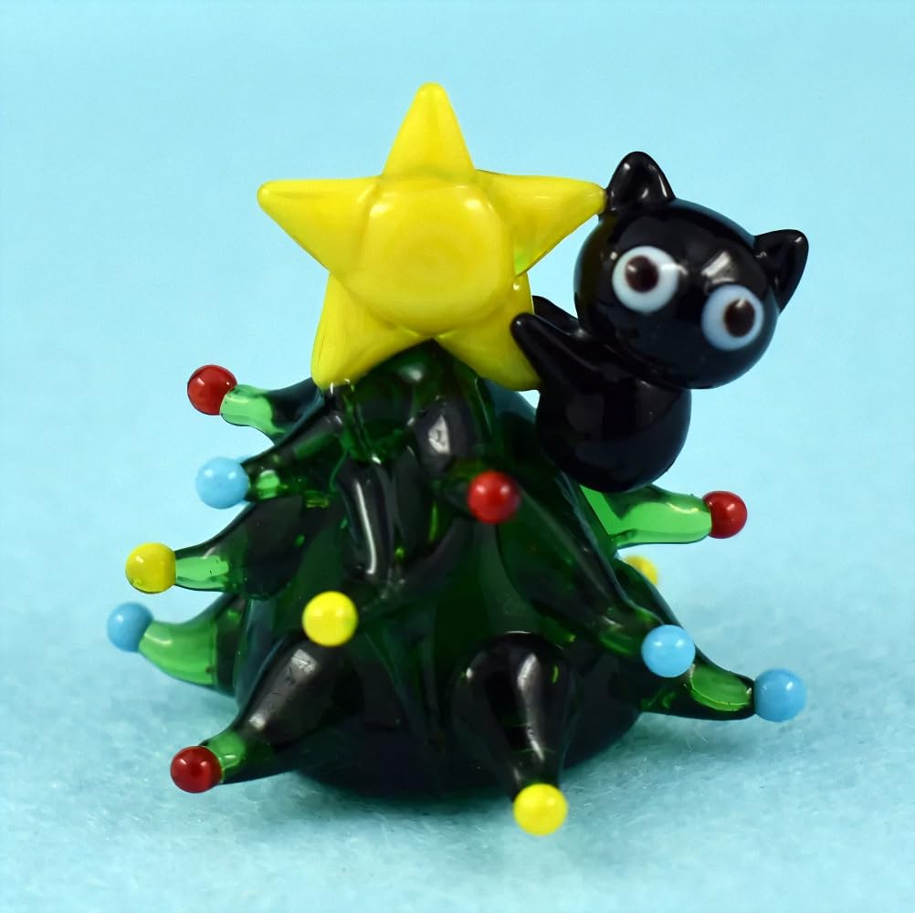 Fourcart Cute Handmade Glass Cat Catching a Star