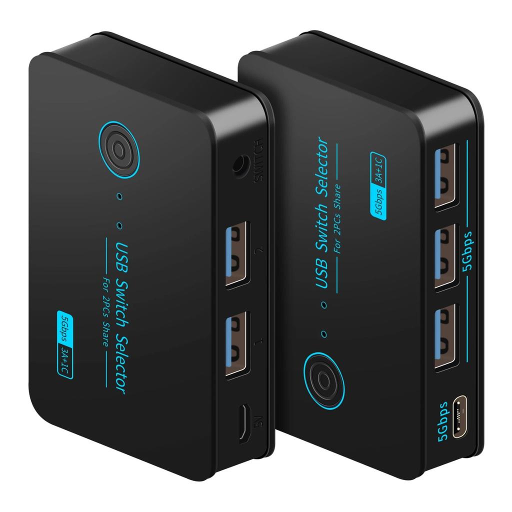 USB3.0 KVM Switch Hotkey Switcher for PC Keyboard Mouse Printer 2 PCs Sharing 4 Devices USB Switch Shared Controller Adapter Hub