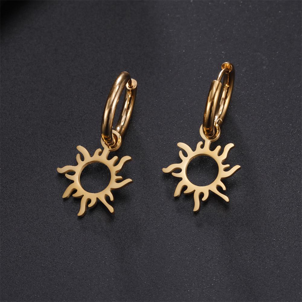 My Shape Lovely Flower Hoop Earrings for Women Gifts Stainless Steel Heart Sun Maple Leaves Earrings Fashion Jewelry Wholesale