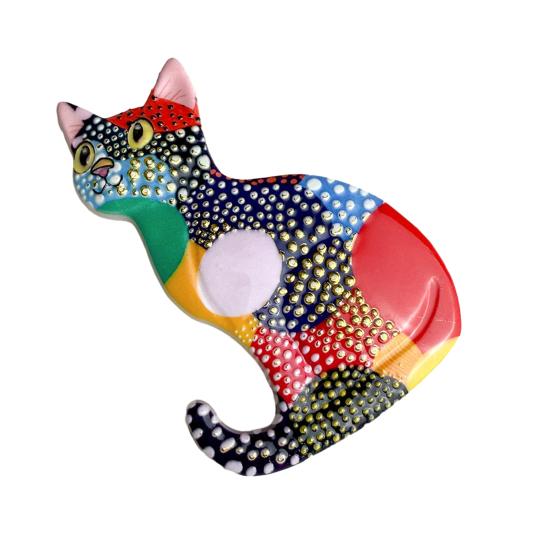 3D Sitting Cat Refrigerator Magnet Embossed Geometric Colorful Kitten Fridge Magnet Home Kitchen Cabinet Locker Whiteboard Decoration