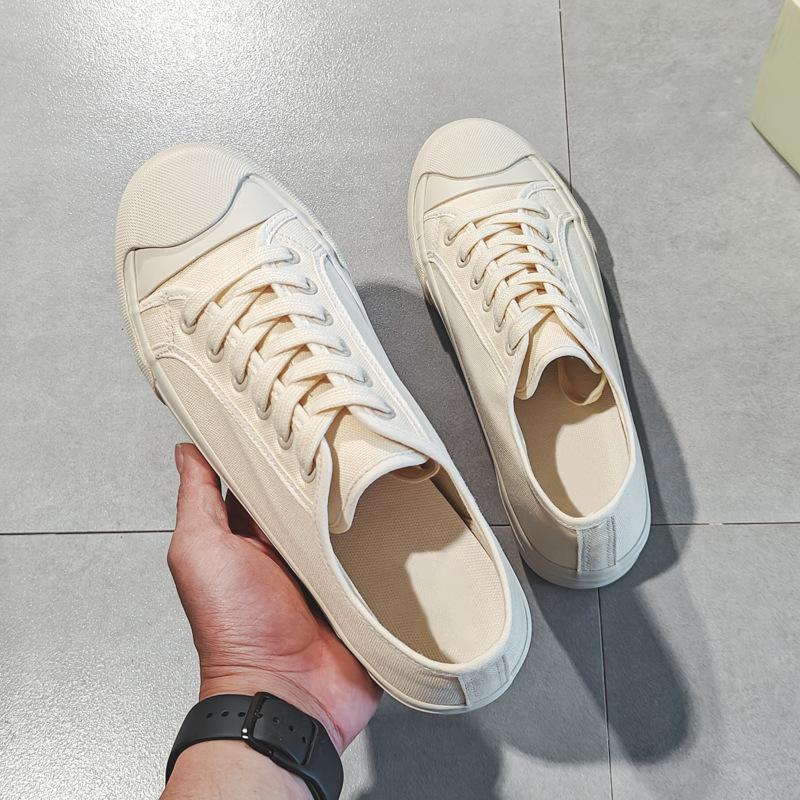 

Весенние новые дышащие парусиновые туфли молочно-белого цвета, мужские кеды, универсальные маленькие белые туфли, модная повседневная обувь, мужская обувь 39 (female)