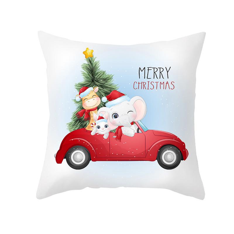 Cartoon Watercolor Christmas Pillow Cover Printed Cute Christmas Snowman Sofa Cushion Pillow Cover Home
