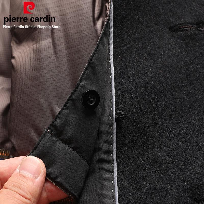 Pierre Cardin Men's Mid-Length Wool Cashmere Blend Coat with Removable Down Liner